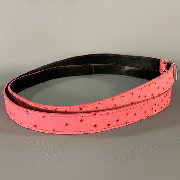 MAX MARA Waist Size S Pink Textured Ostrich Leather Belt main image 4